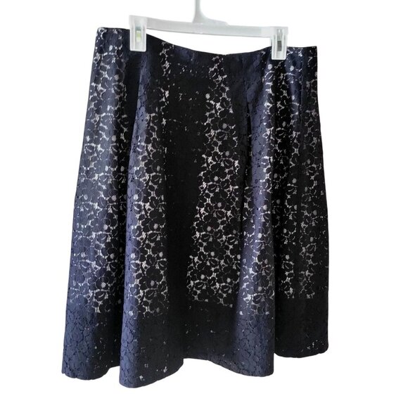 Talbots Women's Black Lace Overlay Skirt  Floral Pattern  Size 12 - Picture 4 of 10